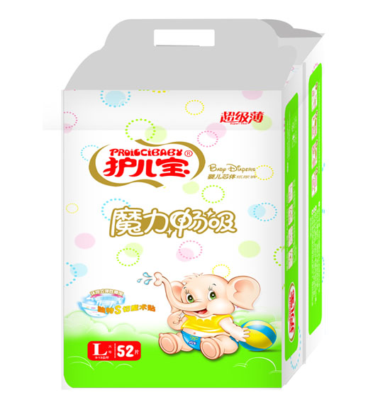 护儿宝魔力畅吸婴儿芯体纸尿裤L码52片大包