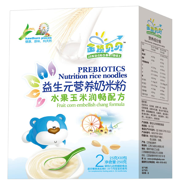 金顶贝贝水果玉米润畅配方益生元奶米粉盒装