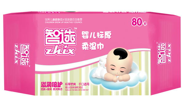 智选婴儿标厚柔湿巾80片装