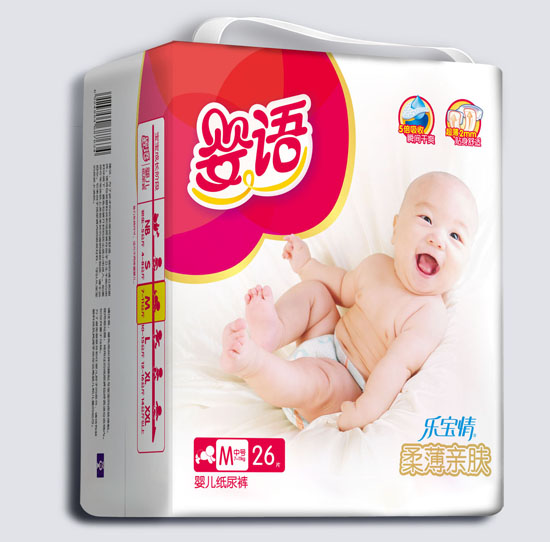 嬰語(yǔ)柔薄親膚嬰兒紙尿褲M(mǎn)碼26片