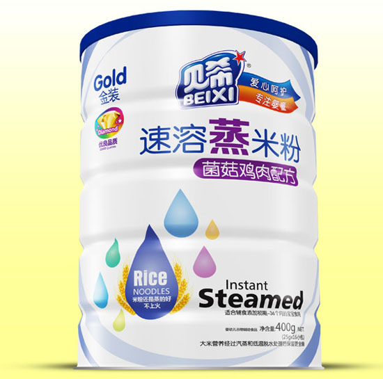 贝希菌菇鸡肉速溶蒸米粉铁听