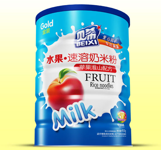 贝希苹果淮山水果速溶奶米粉铁听