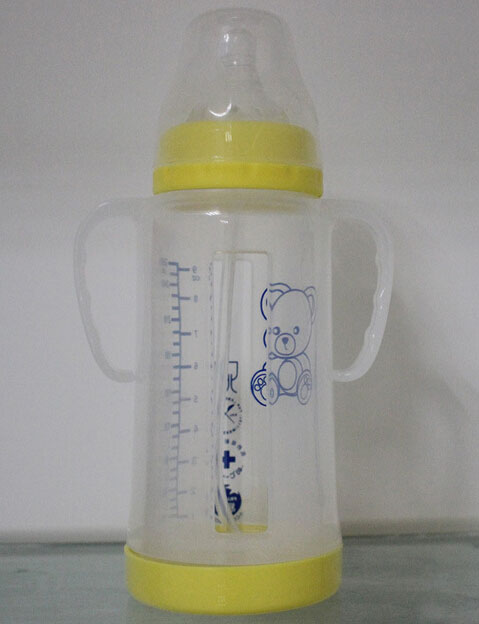 富婴坊带手柄宽口径高硼硅玻璃奶瓶240ML