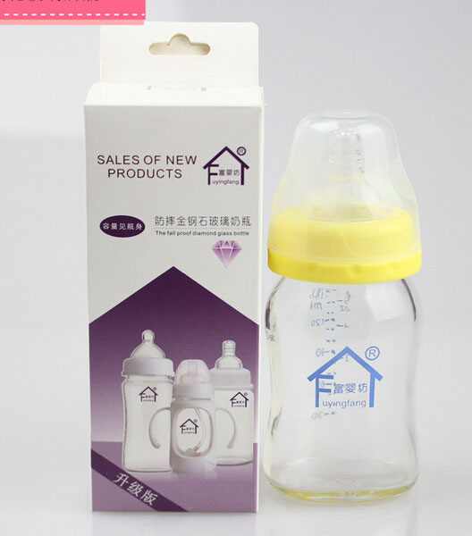 富婴坊防摔金钢石玻璃奶瓶