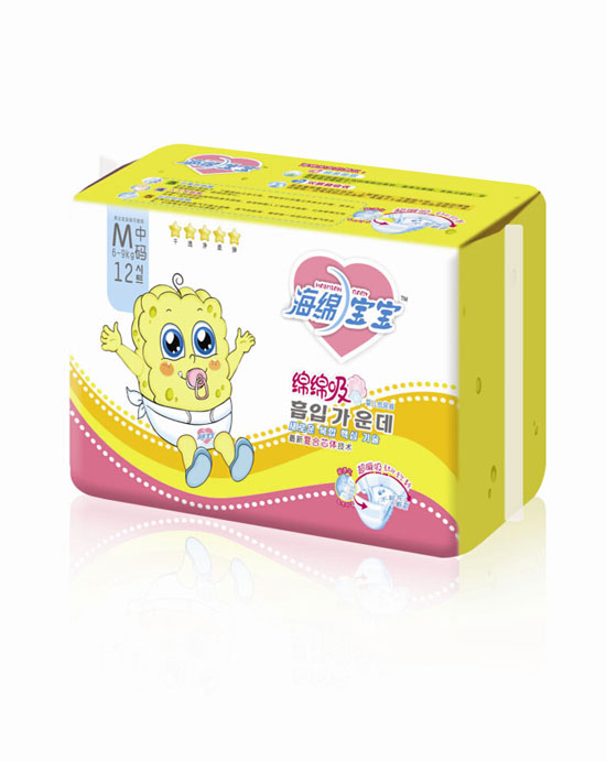 海绵宝宝绵绵吸婴儿纸尿裤M中码