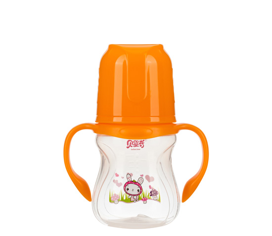 贝婴奇180ml宽口莲花底pp奶瓶橙色