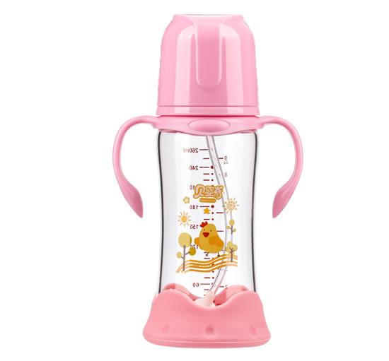 贝婴奇260ml宽口弧形晶钻玻璃奶瓶