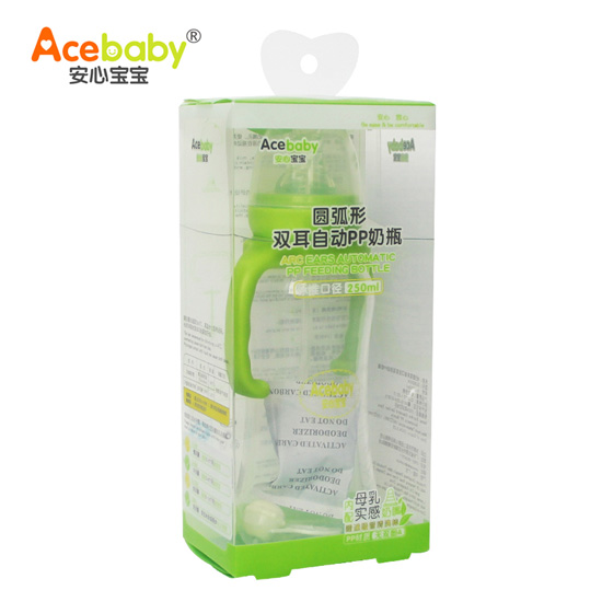安心宝宝250ml标口圆弧形双耳自动PP奶瓶