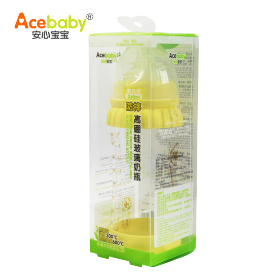 安心宝宝260ml高硼硅玻璃奶瓶黄色