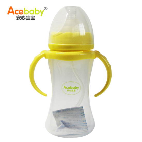 安心宝宝240ml小蛮腰PP奶瓶黄色