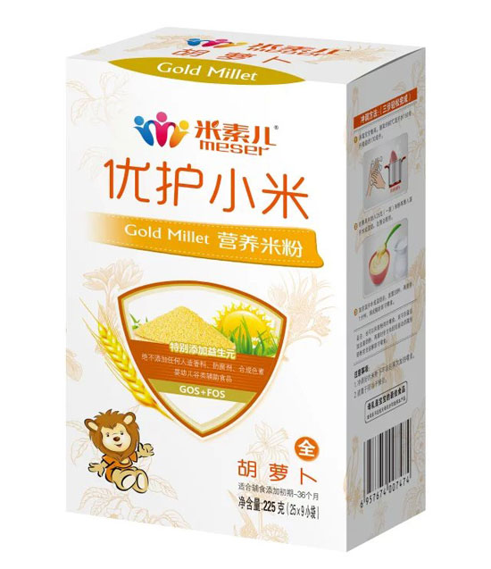 米素兒胡蘿卜優(yōu)護小米營(yíng)養米粉盒裝
