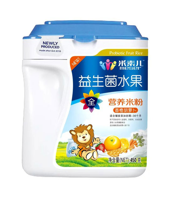 米素兒益生菌水果香橙胡蘿卜營(yíng)養米粉聽(tīng)裝