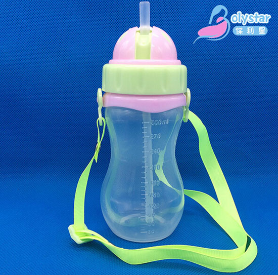 保利星300ML粉色带背带水杯