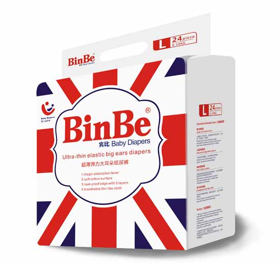 宾比超薄弹力大耳朵纸尿裤L24片-火爆孕婴童招商网