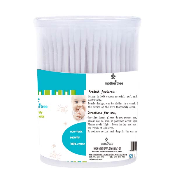 妈咪树圆盒150只装纸棒棉签