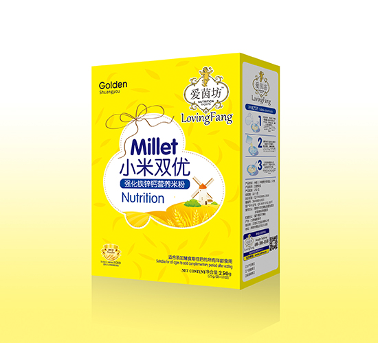 愛(ài)茵坊小米雙優(yōu)強化鐵鋅鈣營(yíng)養米粉盒裝