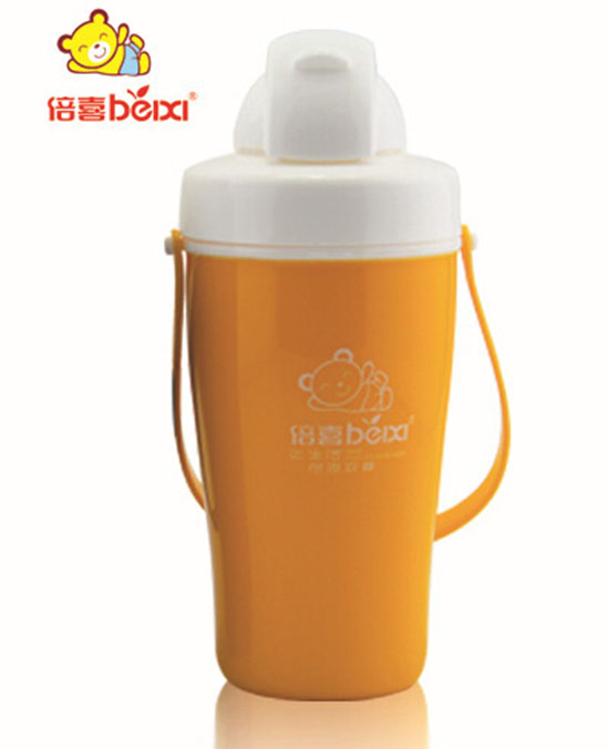 倍喜带手提双层吸管杯学生随身杯350ML(粉红色)