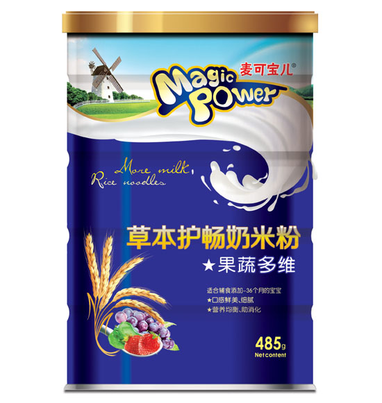 麥可寶兒果蔬多維草本護暢奶米粉鐵罐裝