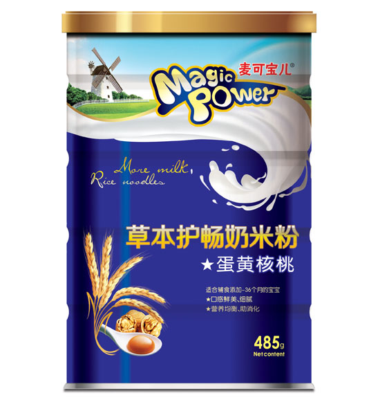 麥可寶兒蛋黃核桃草本護暢奶米粉鐵罐裝