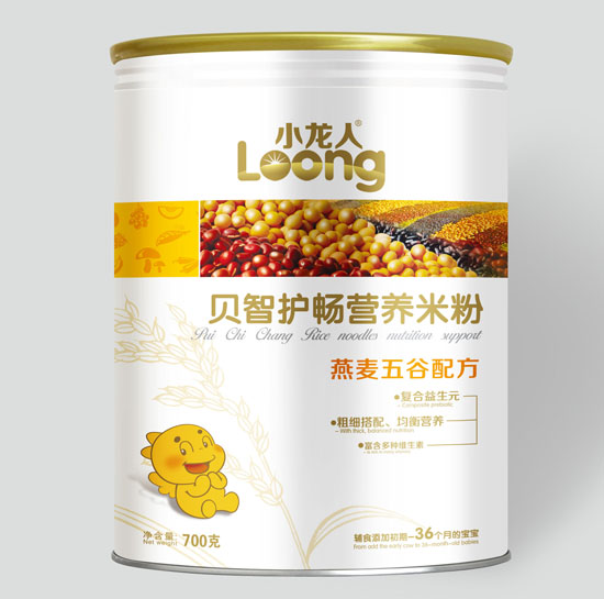 小龙人燕麦五谷贝智护畅营养米粉听装