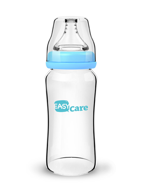 伊斯卡尔240ml玻璃宽口径奶瓶(蓝色)