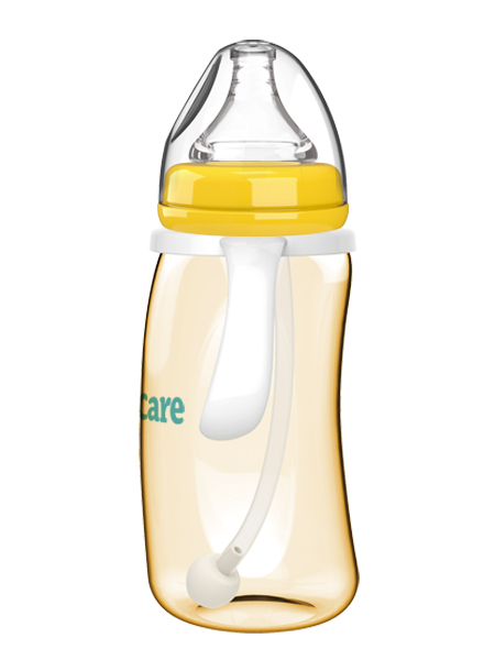 伊斯卡尔320mlPPSU企鹅自动哺乳瓶(黄)