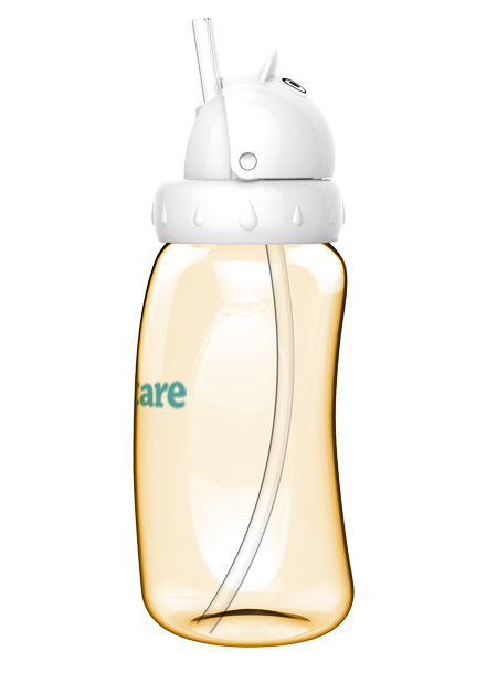 伊斯卡尔320ml PPSU企鹅便携吸管杯(测)