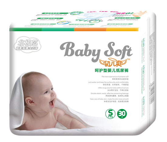 初儿爽北极芯呵护型婴儿纸尿裤S码30片