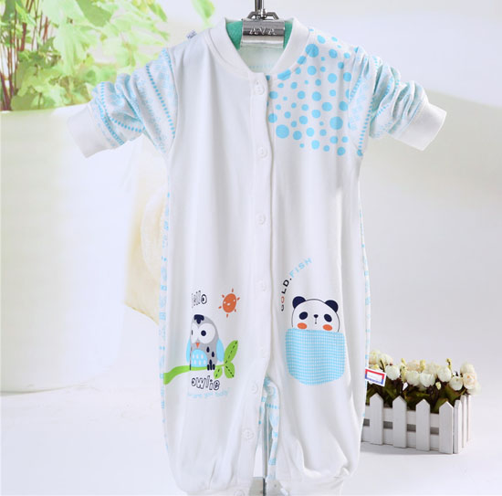 金色小鱼竹纤维双面熊宝宝哈衣