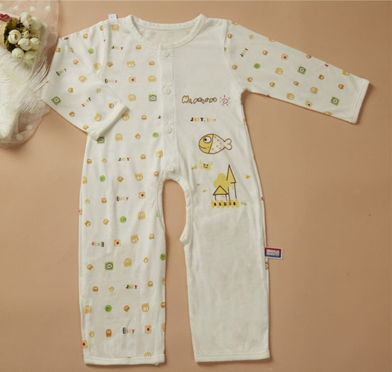 金色小鱼麻塞尔纤维单面小鱼开档哈衣