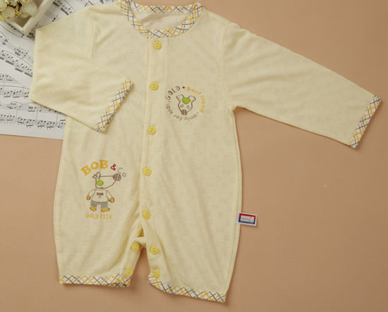 金色小鱼竹纤维双面素色皇冠熊开胸套