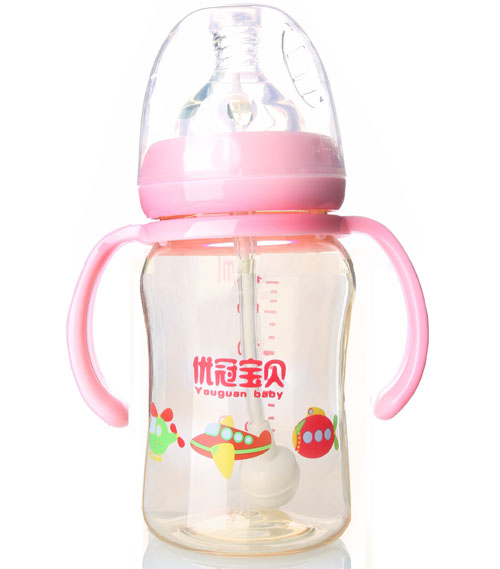 优冠宝贝炫彩PPSU奶瓶180ml粉色