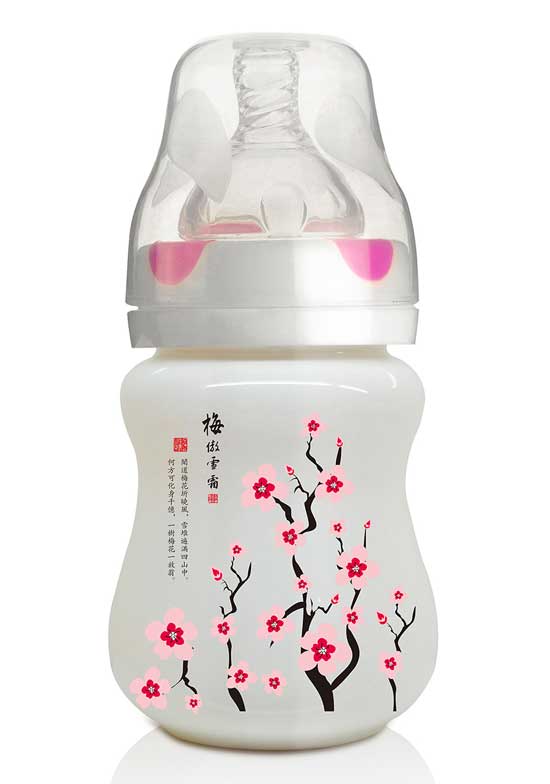  貝嬰奇180ml陶瓷奶瓶粉紅