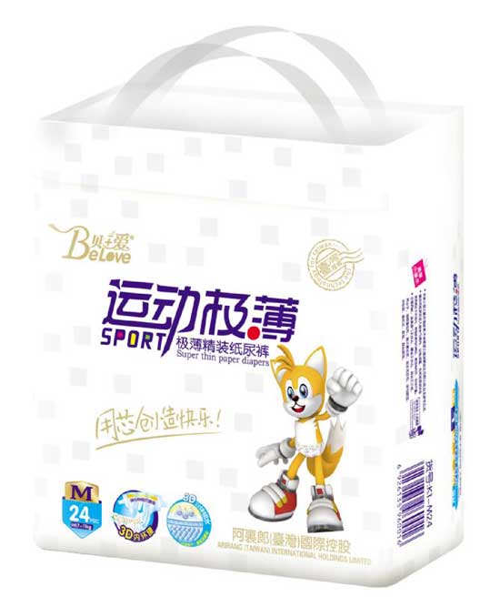 贝+爱运动丝薄纸尿裤M-24片