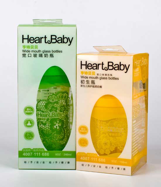 亨特贝贝宽口玻璃防摔初生瓶包装图