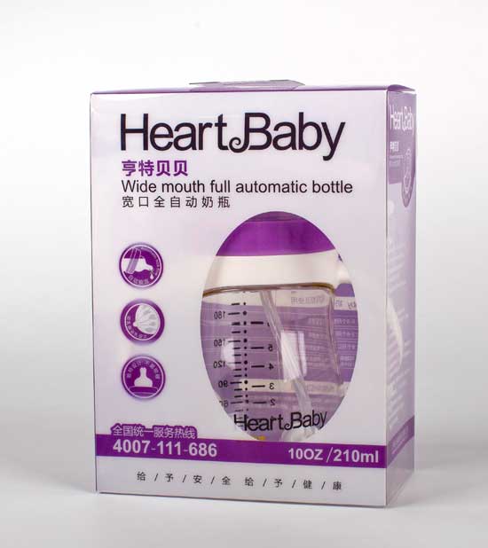 亨特贝贝宽口PPSU300ml紫色奶瓶包装图