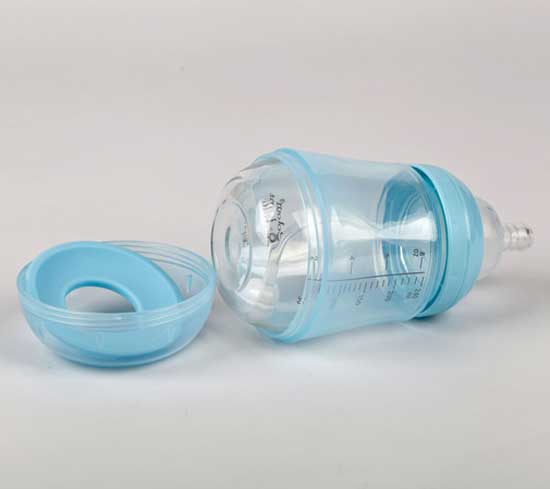 亨特贝贝防爆防摔宽口玻璃奶瓶240ml蓝色