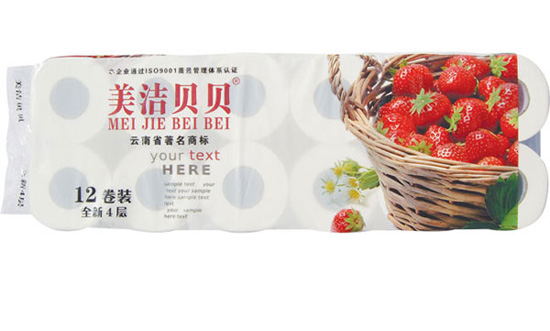 美洁贝贝4层草莓有芯12卷1300g