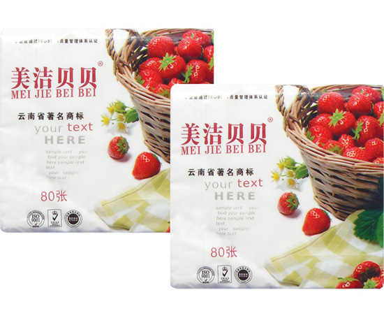 美洁贝贝草莓抽取式面巾80张