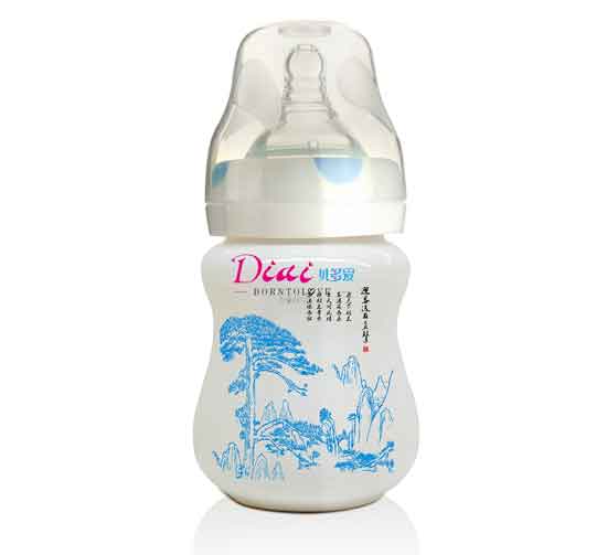 贝多爱180ml陶瓷奶瓶-蓝色