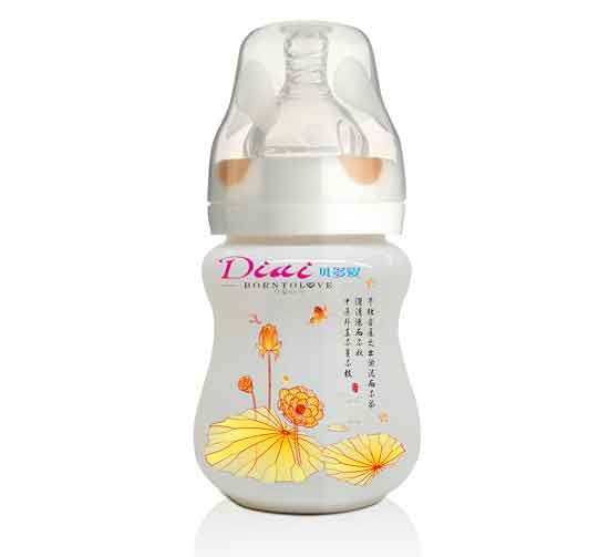 贝多爱180ml陶瓷奶瓶-橘黄