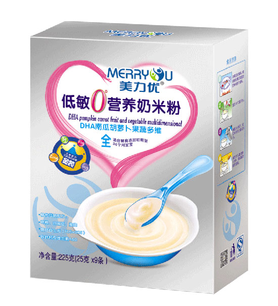  美力優(yōu)DHA南瓜胡蘿卜果蔬多維低敏0°營(yíng)養奶米粉全段