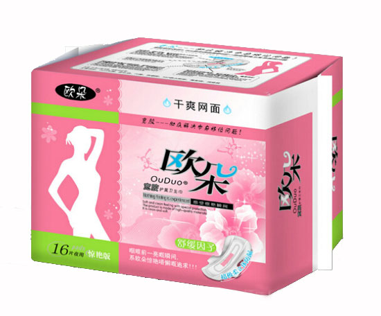  歐朵干爽網(wǎng)面16片夜用護翼衛生巾