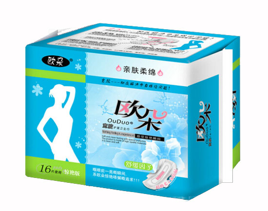  歐朵親膚柔綿16片夜用護翼衛生巾
