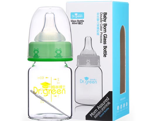 格林博士标口初生yinge玻璃奶瓶60ML绿色
