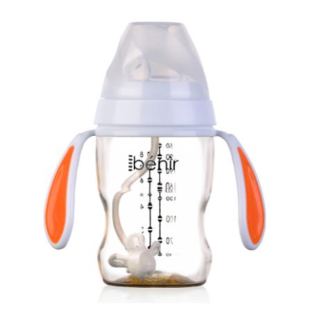 清素250ml宽口自动PPSU奶瓶配变流量奶嘴-橙色