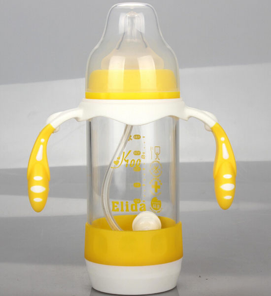 K100标准口径玻璃奶瓶黄色