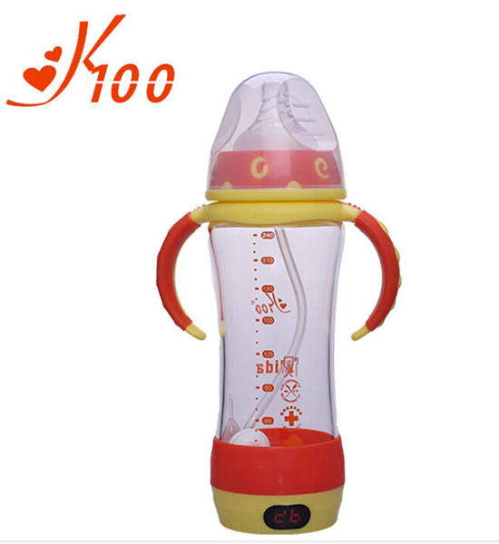 K100智能测温双手柄奶瓶红色