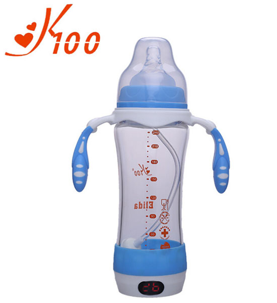 K100智能测温双手柄奶瓶蓝色