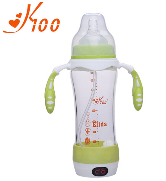 K100智能测温双手柄奶瓶绿色